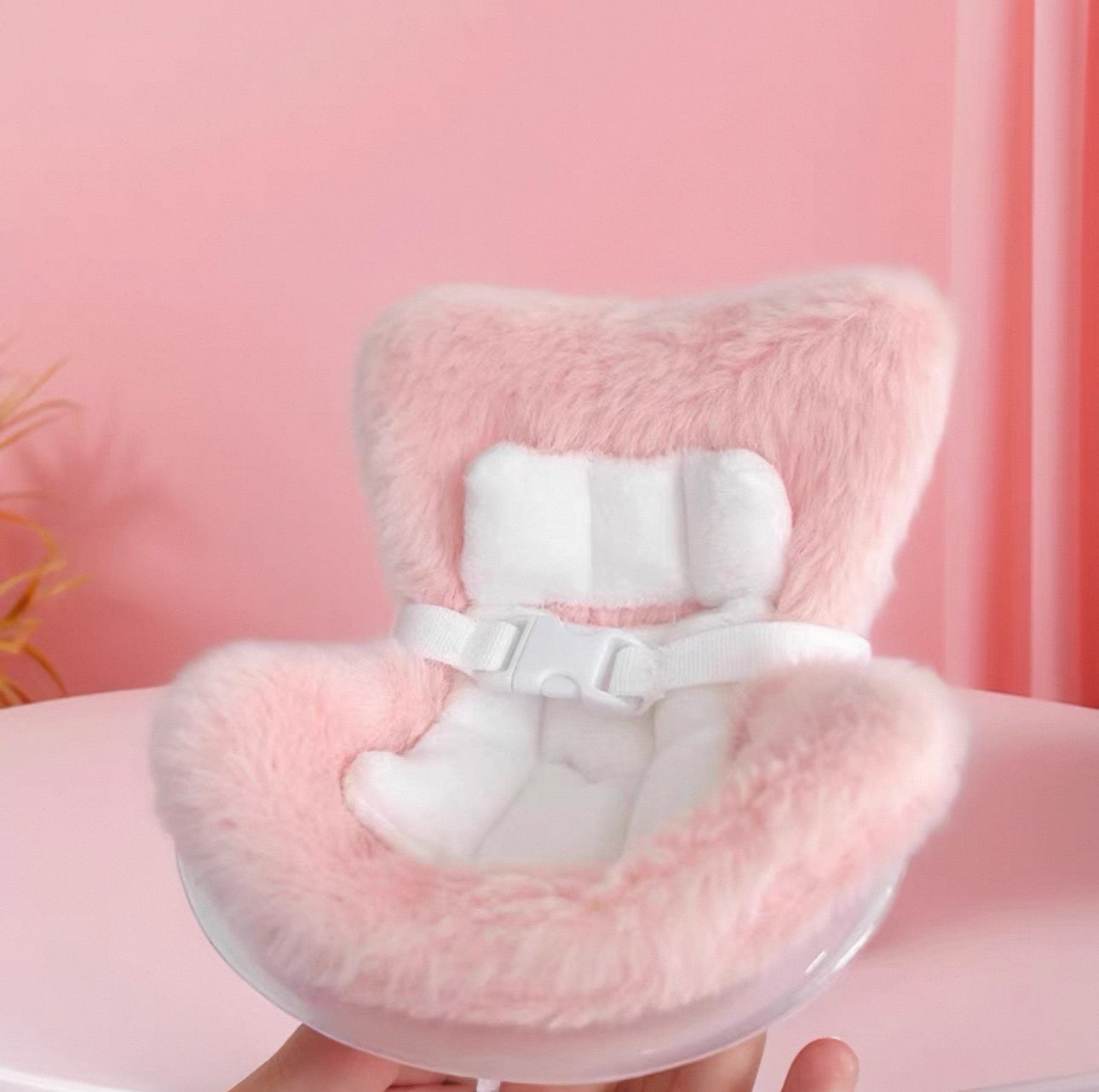 Labubu Car Doll Seat – Plush Dashboard Safety Seat with 5-Point Harness